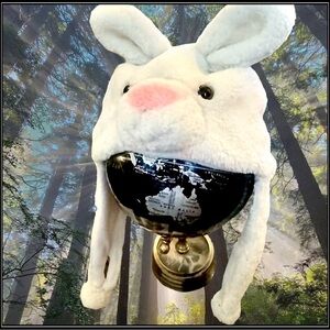 Cute White Bunny Hat with Pink Nose